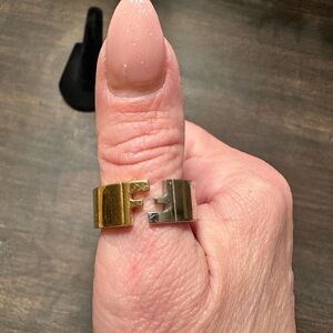 Fendi Gold and Silver Men's Ring size 11